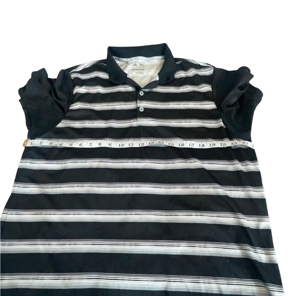 Adidas Climacool Black & White Stripe Polo Style Polyester Size Large - Picture 7 of 8